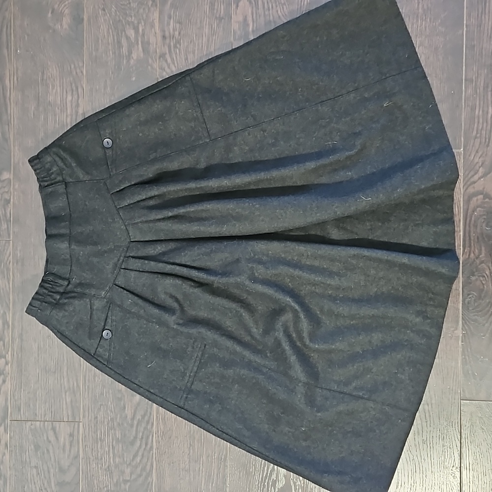 Vintage Black Wool Full A-line Pleated Kilt Skirt, Size 7